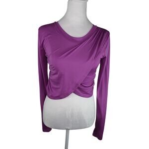 Free People FP movement wrap long sleeve shirt mauve purple rouching XS